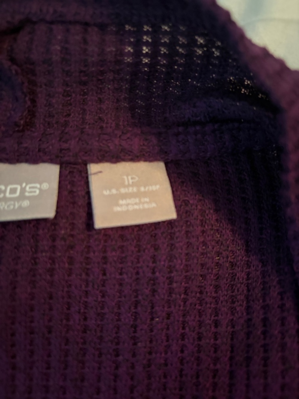 Chico's Deep Plum Open-Front Ribbed Cardigan - Picture 3 of 3